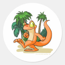 Techo orange sur une recherche d'île de mystère autocollant rond