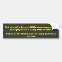 Ted Kennedy's Amnesty Bill is about changing th... Bumper Stickers