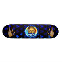 Ted skull blue fire Skatersollie skateboard.