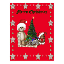 Teddies Christmas List Post Card