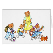 Teddies go to school card