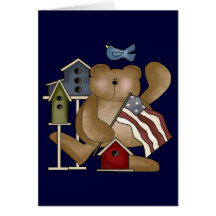 Teddy Bear 4th of July Greeting Cards
