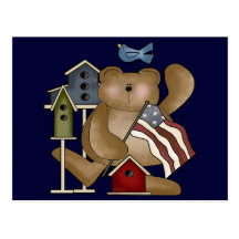Teddy Bear 4th of July Post Card