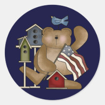 Teddy Bear 4th of July Stickers