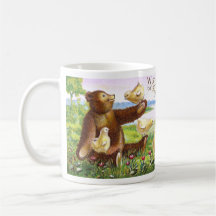 Teddy Bear and Chicks Vintage Easter Mugs