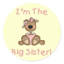 Teddy Bear Big Sister Tshirts and Gifts Round Stickers