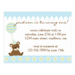 Teddy Bear Birthday Party Invitation Postcard