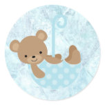 Teddy Bear Blue Baby Shower Stickers