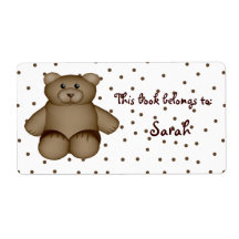 Teddy Bear Book Plate Personalized Shipping Label