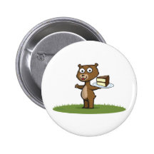 Teddy Bear Cake Pinback Button