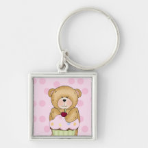 Teddy Bear Cupcake Party Keychains