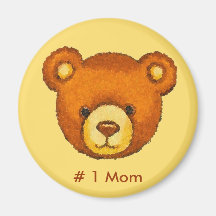 Teddy Bear Fridge Magnet ~ # 1 Mom ~ Customize