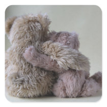 teddy bear friends square stickers