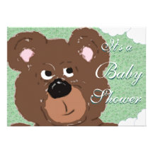 Teddy Bear (green) Baby Shower Personalized Invite