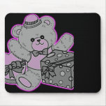 Teddy Bear Grey & Pink on Black Mousepad