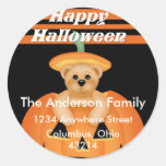 Teddy Bear Halloween Pumpkin Address Labels Sticker