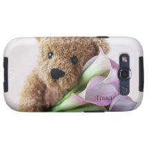 teddy bear holding calla lilies Galaxy S3 Vibe cas Samsung Galaxy S3 Covers