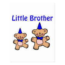 teddy bear little brother post card
