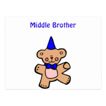 teddy bear middle brother post card