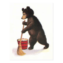 Teddy Bear Mops Floor Post Cards