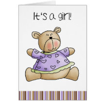 Teddy Bear :: New Baby Girl Congratulation Card