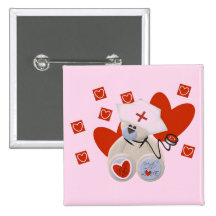 Teddy Bear Nurse Love Tshirts and Gifts Buttons