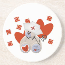Teddy Bear Nurse Love Tshirts and Gifts Beverage Coasters