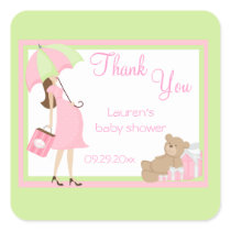 Teddy Bear Pink Shopper Baby Shower Stickers