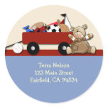 Teddy Bear Red Wagon Address Label Sticker