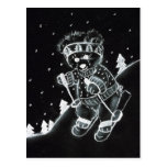 Teddy Bear Skiing in Black and White postcards