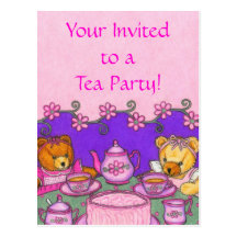 Teddy Bear Tea Party ~ Postcard Invitation