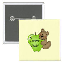 Teddy Bear Teachers Rock Tshirts and Gifts Pinback Button