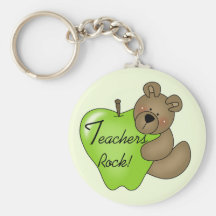 Teddy Bear Teachers Rock Tshirts and Gifts Key Chains