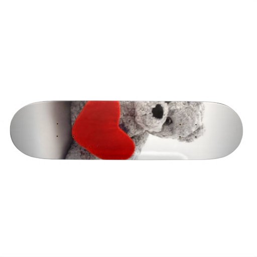 Teddy Bear Toy Holding A Heart On White Background Skateboards