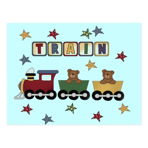 Teddy Bear Train T-shirts and Gifts Postcards
