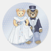 Teddy Bear Wedding - Customize Round Stickers