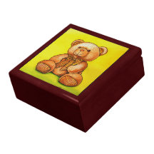 Teddy bear with a bow tie trinket box