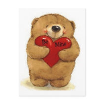 Teddy Bear With 'Be Mine' Heart Postcards