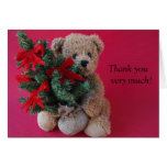 teddy bear with Christmas tree thank you card