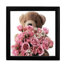 teddy bear with roses gift box