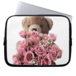 teddy bear with roses laptop sleeve