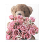 teddy bear with roses notepad
