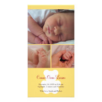 Teddy bear yellow montage baby birth announcement photo cards
