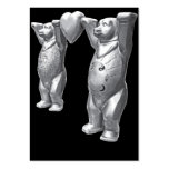 Teddy Bears and Heart, Black/White, Black Back Business Card Templates