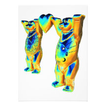 Teddy Bears and Heart, Blue, Green &  Orange, Whit Announcements