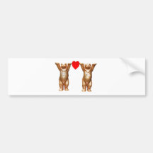 Teddy Bears and Red Heart, White Back Bumper Sticker