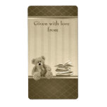 Teddy Bring a Book Neutral Baby Shower Bookplates Custom Shipping Label