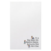 TEE Blue Jeans Girl Custom Stationery