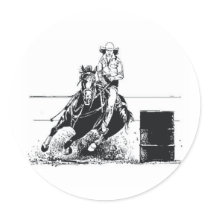 TEE Rodeo Cowgirl Round Stickers