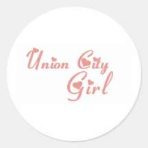 Tee - shirts de fille de ville des syndicats autocollant rond